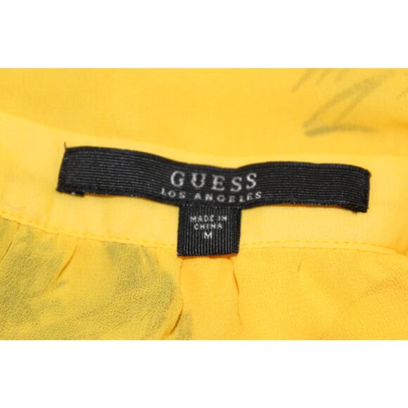 Guess Yellow Japanese Watercolor Tiger Dress Floral Hollywood Sun Halter Medium - Picture 16 of 16